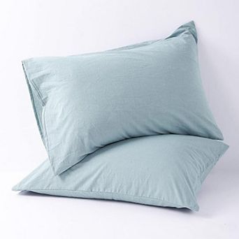 Cotton Pillowcase Set of 2, Soft Breathable Pillow Covers with Envelope Closure, Standard Size