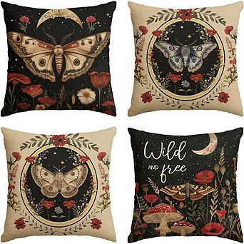 Butterfly Pillow Covers Set of 4, Forest Halloween Decor, Decorative