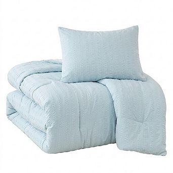 Twin Comforter Set Boho Striped Seersucker Soft Lightweight Bedding 2 pc