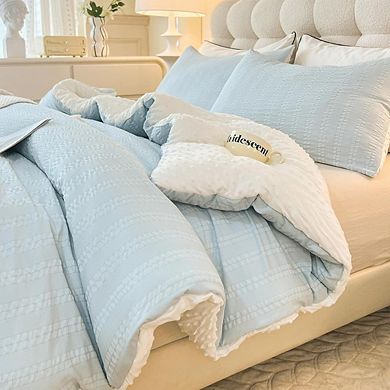 Twin Comforter Set Boho Striped Seersucker Soft Lightweight Bedding 2-Piece