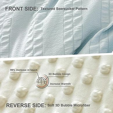 Twin Comforter Set Boho Striped Seersucker Soft Lightweight Bedding 2-Piece