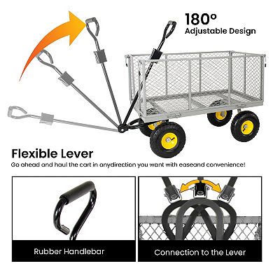Loheer Garden Cart 3-in-1 Steel Utility Wagon with Removable Sides for Yard Work