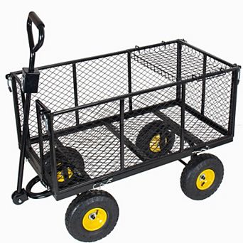 Loheer Garden Cart 3-in-1 Steel Utility Wagon with Removable Sides for Yard Work