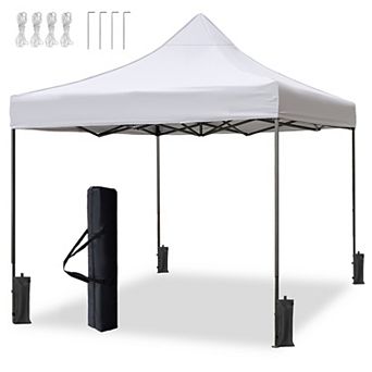 10x10ft Pop Up Canopy Tent, 4 Adjustable Height (6.7-7.6ft), for Market Camping Beach