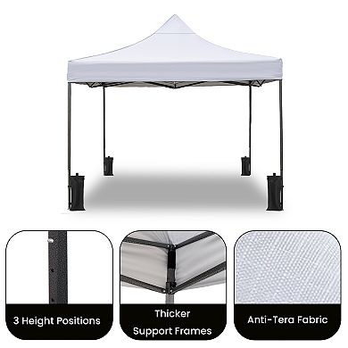 10x10ft Pop Up Canopy Tent, 4 Adjustable Height (6.7-7.6ft), for Market Camping Beach