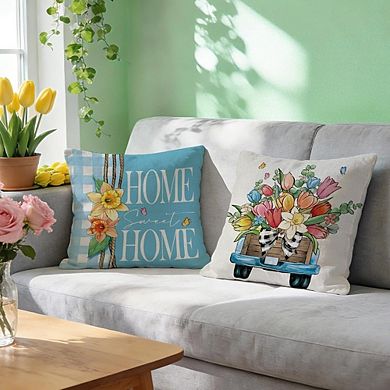 Spring Floral Throw Pillow Covers Set, Cotton Linen, Decorative Cushion Cases