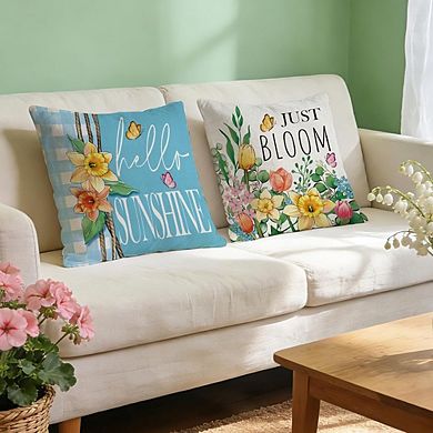 Spring Floral Throw Pillow Covers Set, Cotton Linen, Decorative Cushion Cases