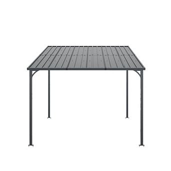 Outdoor Pergola 10*10 ft, Hardtop Gazebo Pergola for Yard, Large Galvanized Lean to Wall-Mounted