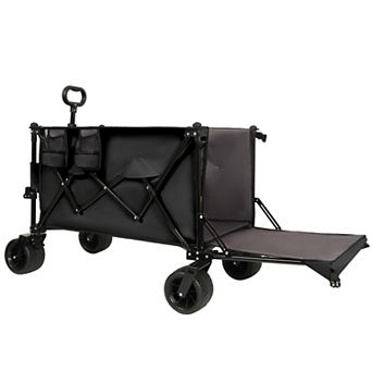 Loheer Foldable Wagon Cart with Extended Tailgate for Beach Gardening Camping