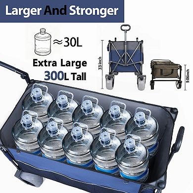 Loheer Folding Wagon Cart with Rotating Handle for Beach Camping & Hauling