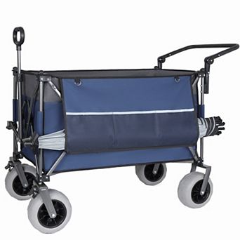 Loheer Folding Wagon Cart with Rotating Handle for Beach Camping & Hauling