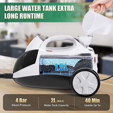LOHEER 1500W Steam Cleaner with 2L Tank 320°F High-Pressure Steam, 40 Min Runtime,for Home, Car