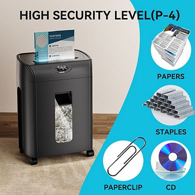 Loheer 15-Sheet Cross Cut Paper Shredder, 4.76 Gallons Heavy Duty Quiet Document CD Destroyer