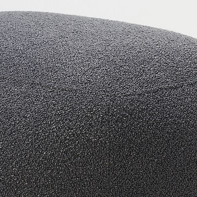 Round Boucle Upholstered Ottoman Soft Padded Footrest