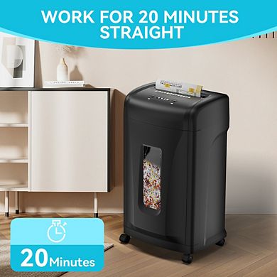 Loheer Commercial 22-Sheet Paper Shredder, 9.24 Gallons Heavy Duty Pullout Waste Bin