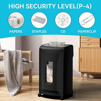 Loheer Commercial 22-Sheet Paper Shredder, 9.24 Gallons Heavy Duty Pullout Waste Bin