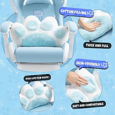 Cat Ears Gaming Chair - Ergonomic Reclining PU Leather Office Chair with Footrest,310lbs Capacity