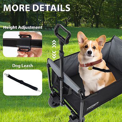 Loheer Collapsible Wagon Foldable Utility Cart with Wheels for Camping Shopping & Pet Transport