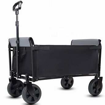 Loheer Collapsible Wagon Foldable Utility Cart with Wheels for Camping Shopping & Pet Transport
