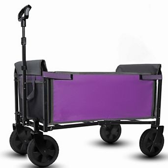 Loheer Collapsible Wagon Foldable Utility Cart with Wheels for Camping Shopping & Pet Transport