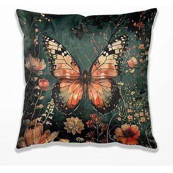 Butterfly Pillow Covers, Cottagecore Botanical, Hidden Zipper