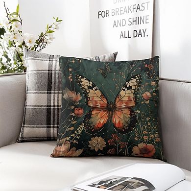 Butterfly Pillow Covers, Cottagecore Botanical, Hidden Zipper