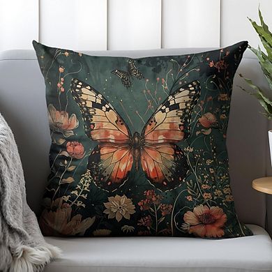 Butterfly Pillow Covers, Cottagecore Botanical, Hidden Zipper