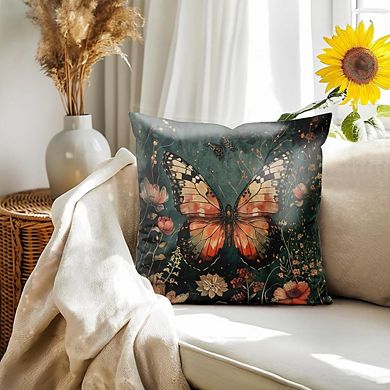 Butterfly Pillow Covers, Cottagecore Botanical, Hidden Zipper