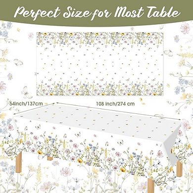 Wildflower Tablecloths, disposable plastic covers, waterproof 3 pack