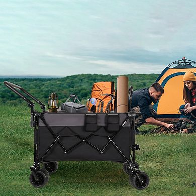 Loheer Folding Wagon Cart with Rotating Handle for Outdoor Transport
