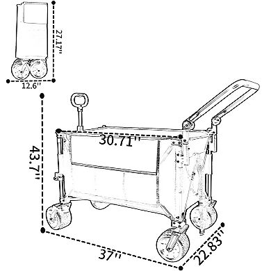 Loheer Folding Wagon Cart with Rotating Handle for Outdoor Transport