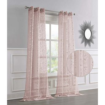Dainty Home Lindsey 2-Pack Linen Textured Metallic Light Filtering Grommet Curtain Panel Pair