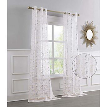 Dainty Home Lindsey 2-Pack Linen Textured Metallic Light Filtering Grommet Curtain Panel Pair