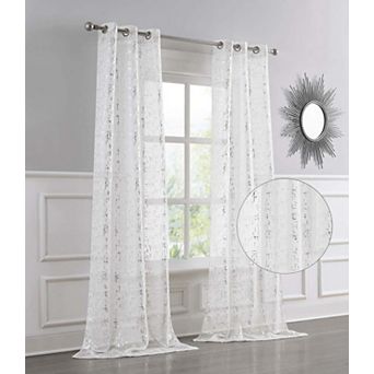 Dainty Home Lindsey 2-Pack Linen Textured Metallic Light Filtering Grommet Curtain Panel Pair