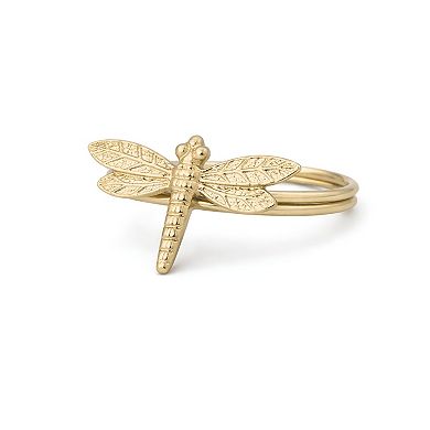 Dainty Home Dragonfly Napkin Rings Set of 4, Gold Metal Table Décor