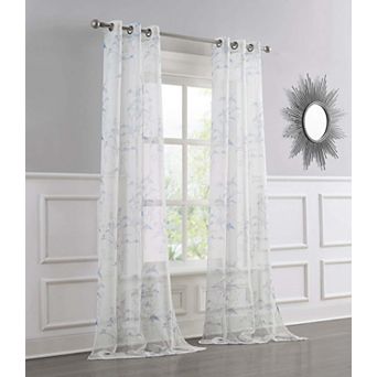 Dainty Home Jessica 2-Pack Linen Textured Metallic Light Filtering Grommet Curtain Panel Pair