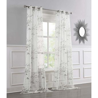 Dainty Home Jessica 2-Pack Linen Textured Metallic Light Filtering Grommet Curtain Panel Pair