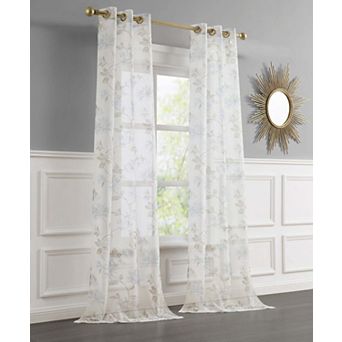 Dainty Home Jacqueline 2-Pack Linen Textured Metallic Light Filtering Grommet Curtain Panel Pair