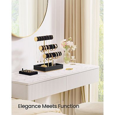 3-Tier Jewelry Display Stand with Tray & Detachable Ring Holder