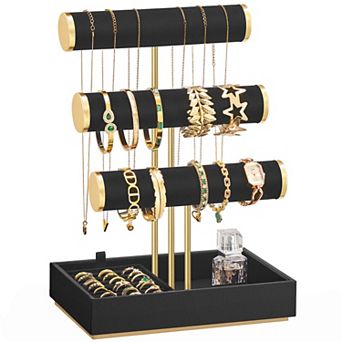 3 tier Jewelry Display Stand with Tray & Detachable Ring Holder