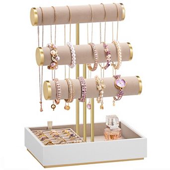 3 tier Jewelry Display Stand with Tray & Detachable Ring Holder