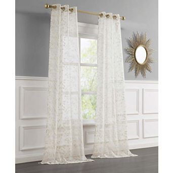 Dainty Home Cecily 2-Pack Linen Textured Metallic Light Filtering Grommet Curtain Panel Pair