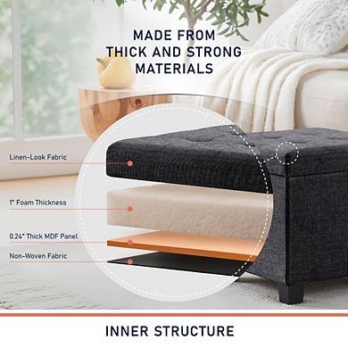 Ornavo Home 15 Inch Square Linen Storage Ottoman with Legs
