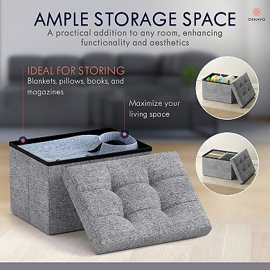Collapsible Small Rectangle Footrest Storage Ottoman - 12 x 16 x 12