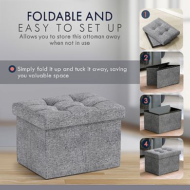 Collapsible Small Rectangle Footrest Storage Ottoman - 12 x 16 x 12
