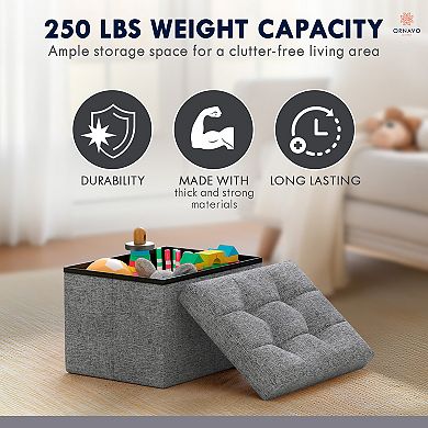Collapsible Small Rectangle Footrest Storage Ottoman - 12 x 16 x 12