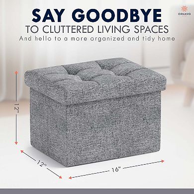 Collapsible Small Rectangle Footrest Storage Ottoman - 12 x 16 x 12