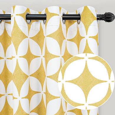 DriftAway Amelia Thermal Blackout Room Darkening Grommet Window Curtains Retro Geo Pattern