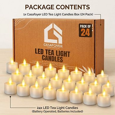 24 Pack LED Tea Light Candles, Lasting Battery Operated, 200 + Hour Flameless Tealight Candles