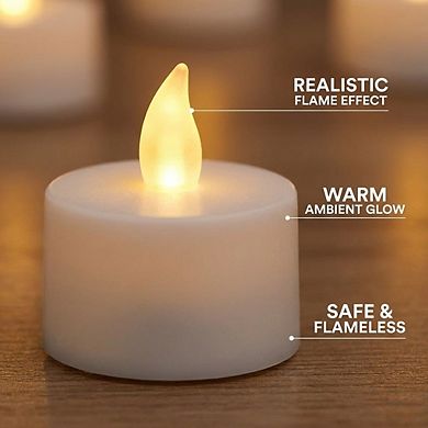 24 Pack LED Tea Light Candles, Lasting Battery Operated, 200 + Hour Flameless Tealight Candles